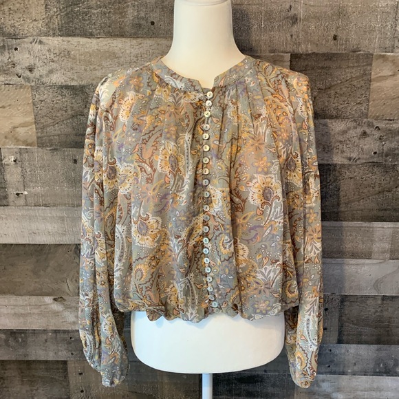 Dress Forum Los Angeles Long Sleeve Boho Top with front buttons - Picture 1 of 16